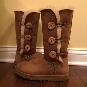 UGG Bailey Suede Button Triplet Boots